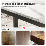 BouPower 70.9" Industrial Dining Table for 6-8, Wooden Rectangular Kitchen Table with Sturdy Metal Legs, Long Dinner Tables with Mortise Tenon Design for Dining Room, Home Office, Living Room