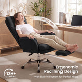 Daluvenix Cross Legged Office Chair with Flip Armrests，Big and Tall Executive Office Chair, 135° Reclining Criss Cross Chair with Footrest, Sink-in Cloud Cushion, Black Velvet