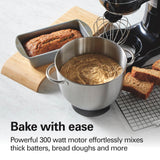 Hamilton Beach Electric Stand Mixer, 4 Quarts, Dough Hook, Flat Beater Attachments, Splash Guard 7 Speeds with Whisk, Easy-Carry Top Handle, Black