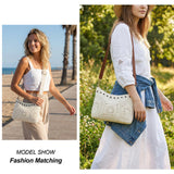 tutuebobe Small Boho Crochet Purse for Women Slouchy Beach Handwoven Crossbody Bags Vacation Shoulder Bag Purse Wide Shoulder Strap (beige)