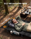 Sportneer Camping Cot: 31.5’’ Extra Wide Compact Sleeping Cots with Side Pocket - Lightweight Folding Cot for Camping Traveling Tent Day, Carry Bag Included, Easy Setup - Size 74.8''x31.5''