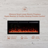 Modern Ember Vibrance 42 Inch Smart Linear Electric Fireplace Insert - Recessed or Wall-Mount, LED Multi-Flame Colors, Alexa/WiFi Enabled - Remote Included - Crystals