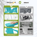 nevilywood Folding Adirondack Chairs Set of 4, HDPE Cup Holders, Aruba Blue