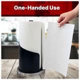 OLIXAN,Stainless Steel Paper Towel Holder Countertop, Modern Spiral Cover Design,Keep Paper Towel Clean,Weighted Base for Stability, Freestanding Easy One-Handed Operation for Kitchen Bathroom (Black)
