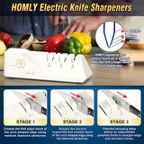 Professional Electric Knife Sharpeners with 100% Diamond Abrasives and Precision Angle Guides, Multifunctional 3-Stage Slots, Applicable to Straight Knife and Ceramic Knife