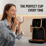 Zulay Kitchen Magia Clasica Automatic Espresso Machine with Built-In Grinder, Touch Panel Coffee Maker, Steam Wand Milk Frother, Adjustable Strength, Self-Cleaning, Black & Copper (13" x 17.7" x 9.4")