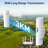 Wireless Bridge and WR3000K WiFi Router Kit, 5.8G 3KM Point to Point Wireless Bridge Outdoor to Shop