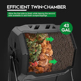 Compost Tumbler Bin 43 Gallon Dual Chamber Compost Bin - Ludes Gardening Gloves