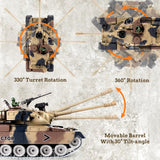 Supdex RC Tank, 1:18 Alloy Metal US M60 Remote Control Army Model Toys That Shoots, 2.4Ghz RC Vehicle with Smoke, Sound and Lights, Military Tank for Adults and Kids 6+ Year Old