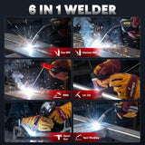 ARCPEX MIG Welder 200A, 6-in-1 110V/220V Synergic Multi-Process Welder
