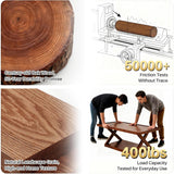 BECHAEO Solid Oak Coffee Table for Living Room, 2-Tier Wooden Coffee Table with Storage Shelf, Modern X-Shaped Base, Heavy Duty 400 lbs Center Table for Home