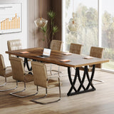 70.86-Inch Rectangle Meeting Seminar Table with Unique Curved Metal Support for Home Office (Without Chair