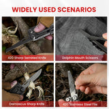 WOBANK Multitool, 16-in-1 Stainless Steel Multi Tool Pliers with Adjustable Hex Wrench, Damascus Pocket Knife, Nylon Sheath for Survival, Camping and Hunting, Hiking, Simple Repair
