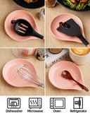 KITCHENLESTAR Large Ceramic Spoon Rest – 6.2 x 5.2 Inch Heat-Resistant Nonstick Spoon Holder for Stove Top, Glossy Finish, Dishwasher Safe, Stable & Heavy Duty for Cooking Utensils(Pink 1pc)