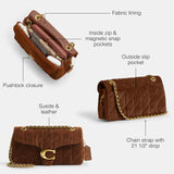 Coach Quilted Suede Tabby Shoulder Bag 26 with Chain