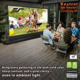 Elite Screens Kestrel Tab-Tension 3 CineGrey 4D, 150 inch 16:9, Standard Throw ISF Ceiling Ambient Light Rejecting (CLR/ALR) Electric Floor-Rising Projector Screen, Programmed Remote Kit, FTE150H3-C4D