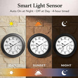 Pytha Sight 24 Inch Outdoor Clocks Waterproof, Large Easy-to-Read Illuminated Outdoor Wall Clock with Smart Light Sensor, Silent Large Outdoor Clock for Patio, Pool,Porch,Garden,Backyard