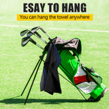 Meanplan 12 Pcs Microfiber Fabric Golf Towel 16 x 23 Inch Tri Fold Golf Towels for Golf Bags with Heavy Duty Clip Waffle Pattern Golf Towel for Men Women Golf Club Gifts (Black, Gray, Navy Blue)