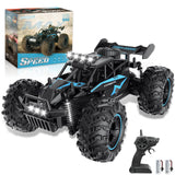 Carox Remote Control Car & RC Cars, 2.4GHz 25KM/H High Speed RC Car, 1:18 Off-Road Monster Truck with LED Lights and 1800mAh Rechargeable Battery–Blue