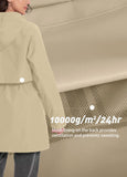 ATLASLAVA Women Rain Jacket Waterproof Raincoat with Hood Breathable Long Windbreaker Trench Coat Khaki L