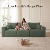 115" Modular Sectional Sofa, 3-Seater Boneless Cloud Couch, Green