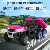 GarveeLife 24V 2 Seater Ride On Dump Truck for Big Kids - Electric Ride On Car with Auto-Lifting Bed, 4x75W Motors, Parent Remote Control & 6 Wheels - 110 Lbs Capacity, 5 MPH Kids Truck Toy
