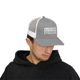 Living Proof Text Christian Trucker Hat, Embroidered Hat for Men & Women, Jesus Religious Faith Apparel Heather Grey/White