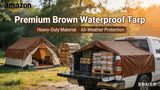 Tarp 50x100 Feet 10 Mil Heavy Duty Waterproof Tarp, Large Multipurpose Cover with Brass Grommets and Reinforced Edges, UV Resistant Thick Poly Tarps for Outdoor Camping Tent Pool Car, Brown/Silver