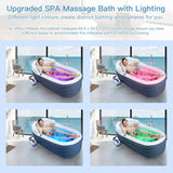 Inflatable Bathtub Bubble Massage Mat, Portable Adult Spa Bathtub, All-in-one Wavemaker and Air Pump, Adjustable Bubble Settings - Includes Remote Control, Inflatable Backrest and Atmosphere Lighting