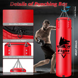 4FT Hanging Punching Bag for Adults, Super PU Leather Boxing Training Equipment Heavy Bag with 12OZ MMA Gloves, Unfilled Kicking Bag Boxing Set for Training Karate Kickboxing Muay Thai YORWHIN