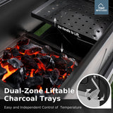 MFSTUDIO Multifunctional Extra Large 49 Inch BBQ Charcoal Grills with Temperature Control, Side Table and Easy Clean Ash Tray