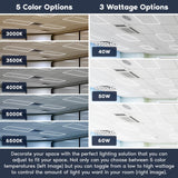 LUXRITE 2x4 FT Edge-Lit Frame LED Panel Lights, 5CCT Selectable 3000K-6500K, 5200/6500/7800LM, 40W/50W/60W Switch, Grid Drop Ceiling Lights, 0-10V Dimmable, Damp Rated, 100-277V, ETL Listed (4 Pack)
