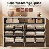 ModernMate 53.2" Fluted 6 Drawer Dresser with Open Shelf, Grey