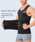 Men Body Shaper Slimming Vest Tight Tank Top Compression Shirt Tummy Control Underwear Moobs Binder (Black, M)