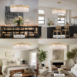 kvtinmty D23.6 Round Crystal Chandelier, Modern Gold Crystal Chandeliers for Dining Room, 10-Light Height Adjustable Chandelier for Living Room Bedroom Entryway Kitchen Island