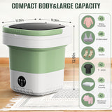 16L Foldable Portable Washing Machine, 45dB Quiet 3-Mode Mini Washer, No Installation Compact Laundry for Travel RV Dorm Apartment Camping, Green