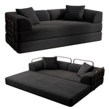 Cloud Boneless Convertible Sofa Bed, 5-in-1 Foldable Compressed High-Density Sponge Sofa, 70" Corduroy Fabric 2 Seater Sleeper Couch Futon Daybed for Living Room Bedroom (Black)