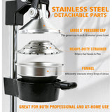 Juicer Manual Cast Iron Citrus Juicer, Heavy-Duty Orange Lemon Squeezer, Extra-Large Commercial Citrus Press, Easy to Clean with Bonus Stainless Steel Cup (Black)