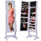 Best Choice Products Freestanding Jewelry Armoire Cabinet, Full Length Standing Mirror, Lockable Makeup Storage Organizer, w/Velvet Lining, 3 Angles, Lock, Accessory Pouch, 5 Shelves - Lavender