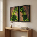 Moss Wall Decor Preserved Moss Art in Solid Cedar Wood Frame | Natural Wooden Wall Decor for Living Room, Office, Home | Zero Maintenance Gift for Nature Lovers 2 Pieces