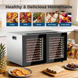 OSTBA Dual Zone Food Dehydrator, 20 Stainless Steel Trays, 1300W Dual Layer Food Dryer, 180℉ Adjustable Temp, 48H Digital Timer, 10 Presets for Jerky, Meat, Fruit, Herbs