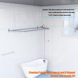 Pyhomestrim Clawfoot Tub Shower Kit,Add On Shower With Bathcock Diverter Faucet and 60" D Type Claw foot Tub Shower Curtain Rod Kit,D-Style Shower Rod and Clawfoot Tub Shower Faucet Set,Chrome Plated