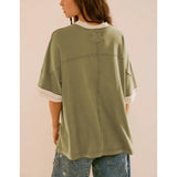 Songling Womens 3/4 Length Sleeve Casual Loose Fit Summer Tee Shirt Basics Cotton t Shirts Trendy Tops Green