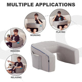 Soft Lap Desk Pillow for Adult, Extra Large Reading Pillow with Pocket, Arm Rest Pillow (Grey) cooloo8