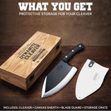 Animas Forge Dynamite Cleaver Meat Cleaver Knife Heavy Duty High Carbon Steel Butcher Knife Desert Hardwood Handle Full Tang BBQ Meat Cutting Butchering Kitchen Cooking Outdoor Camp Bone Chopping Prep