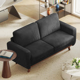 Vesgantti 68" Loveseat Sofa Black, Comfy Corduroy Couch with Spring Cushion and Solid Wood, Modern Extra Deep Seat for Bedroom, Living Room, Office