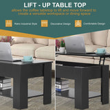 PayLessHere | 39" Lift Top Coffee Table | Black | with Hidden Storage