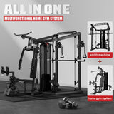 JELENS HM01 Home Gym System, 150LB Weight Stack Smith Machine with LAT Pull-Down & Leg Press, All-in-One Strength Training Equipment, Workout Station for Workout (Black, 260LBS Black Weights Package)