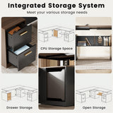 1" L-Shaped Electric Standing Desk with 5 Drawers, One-Piece Height Adjustable Executive Stand Up Desk