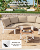 Oasbira Luxury Patio Furniture Set for 10 People, 7-Piece Curved Patio Conversation Sets with Woven Rope & Modular Coffee Table, Half Moon Outdoor Furnitrue Set for Deck, Garden, Gray
